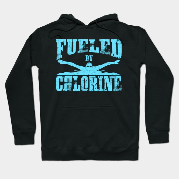 Swimming Gift Design Swim Coach Swim Team Fueled By Chlorine Print Hoodie by Linco